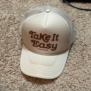 Beige 'Take It Easy' Trucker Hat